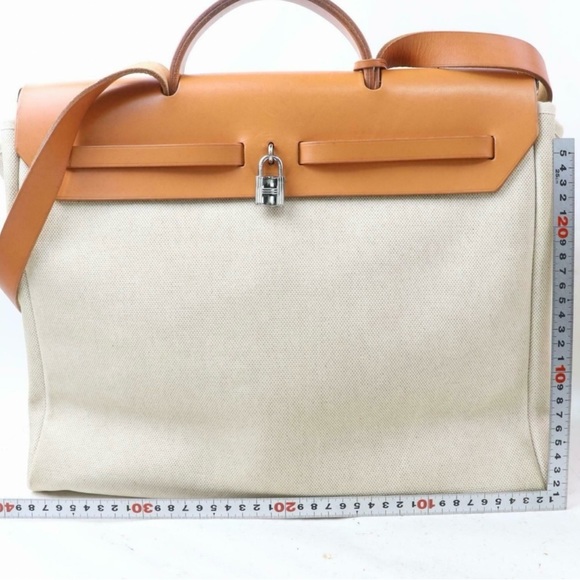 Auth Hermes Her Bag Mm Cream Canvas #1615H53 - Picture 2 of 7